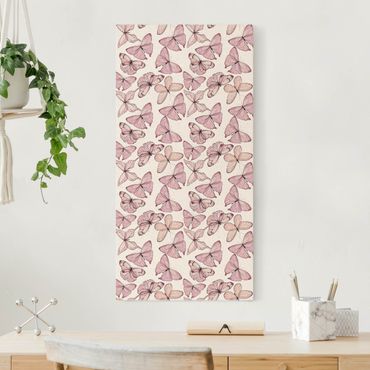 Tableau sur toile naturel - Delicate Pink Butterfly - Format portrait 1:2