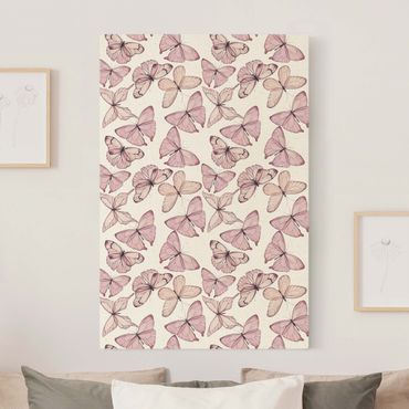 Tableau sur toile naturel - Delicate Pink Butterfly - Format portrait 2:3