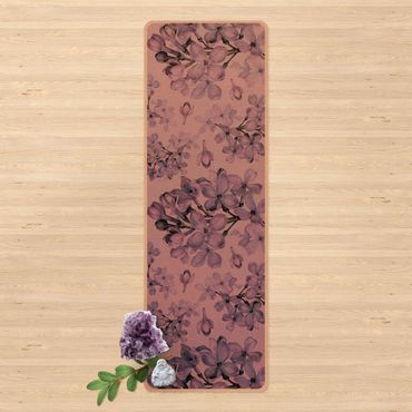 Tapis de yoga - Delicate Watercolour Lilac Blossom Pattern