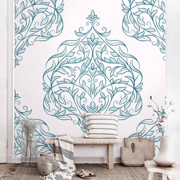 Papier peint - Delicate Art Nouveau Pattern In Blue