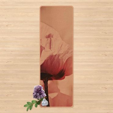 Tapis de yoga - Pale Pink Poppy Flower With Water Drops