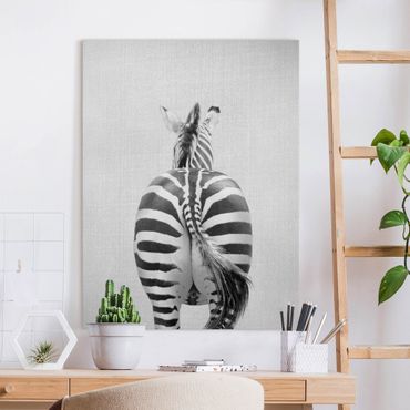 Tableau sur toile - Zebra From Behind Black And White - Format portrait 3:4