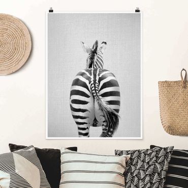 Poster reproduction - Zebra From Behind Black And White