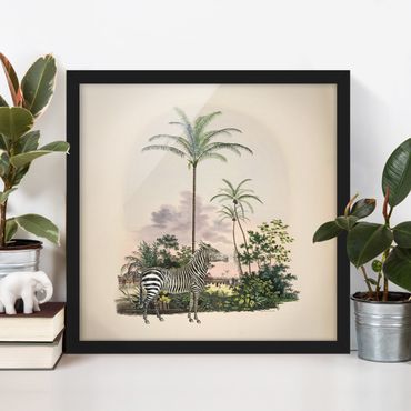Poster encadré - Zebra In Front Of Palm Trees Illustration
