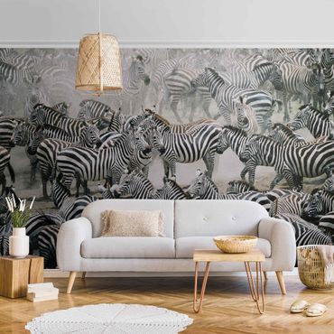 Metallic wallpaper - Zebra Herd