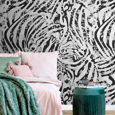 Metallic wallpaper - Zebra Pattern In Shades Of Grey