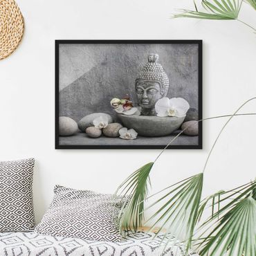Poster encadré - Zen Buddha, Orchid And Stone