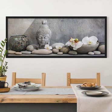 Poster encadré - Zen Buddha With White Orchids