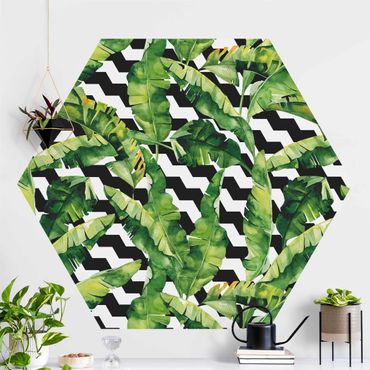 Papier peint hexagonal autocollant avec dessins - Zig Zag Pattern Geometry Jungle