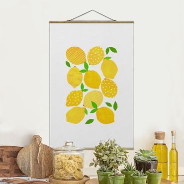 Tableau en tissu avec porte-affiche - Lemon With Dots - Format portrait 2:3
