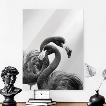 Tableau en verre - Two Flamingos II - Format portrait