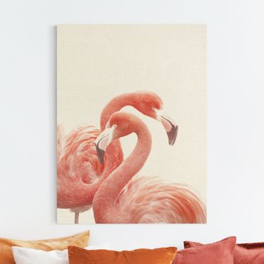 Tableau sur toile naturel - Two Flamingos - Format portrait 3:4