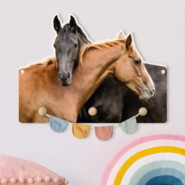 Porte-manteau enfant - Two Snuggling Horses