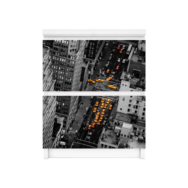 Films adhésifs en noir et blanc Lumières de taxi à Manhattan