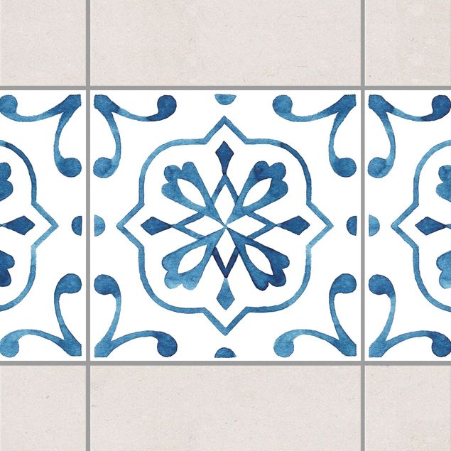 Déco mur cuisine Carreaux à motif bleu blanc série No.4