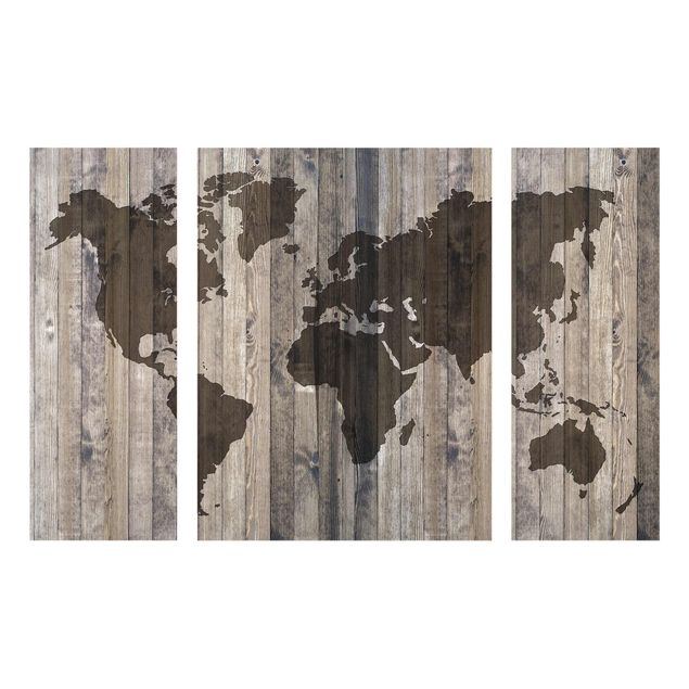 Tableaux en verre mappemonde Carte du monde en bois