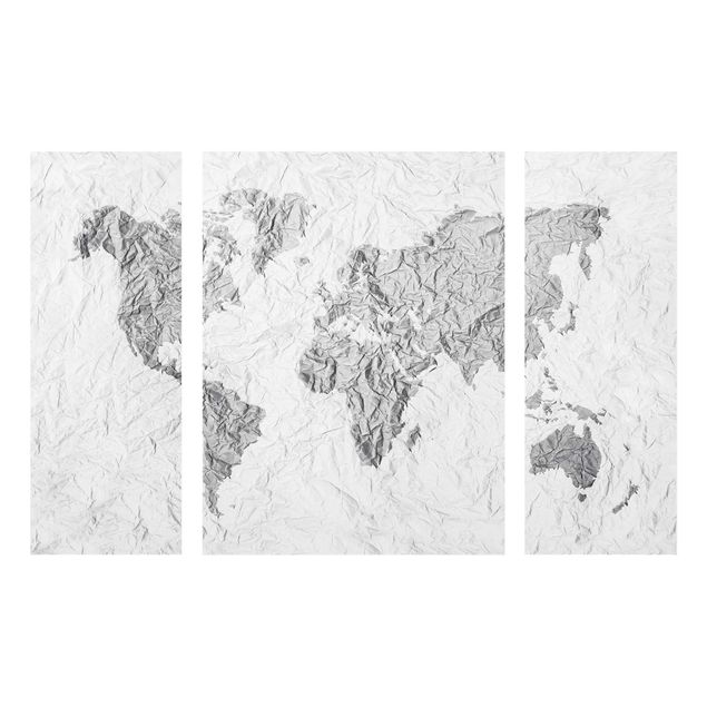 Tableau de ville Carte du Monde en Papier Blanc Gris