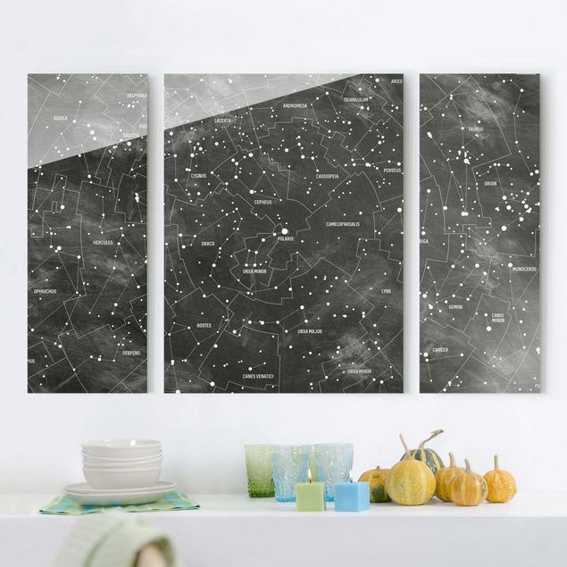 Déco mur cuisine Carte des constellations aspect tableau noir