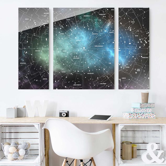 Tableaux en verre architecture & skyline Carte des Constellations Stellaires Nébuleuse Galactique