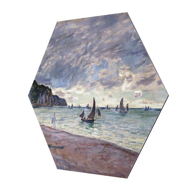 Tableaux Artistiques Claude Monet - Bateaux de pêche devant la plage et les falaises de Pourville
