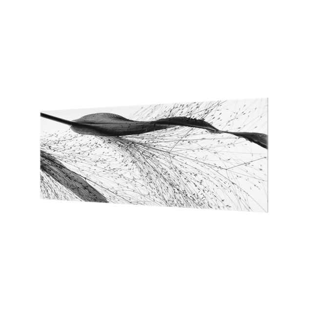 Fonds de hotte - Delicate Reed With Subtle Buds Black And White - Panorama 5:2