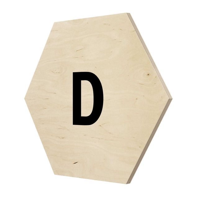 Hexagone en bois - Letter White D