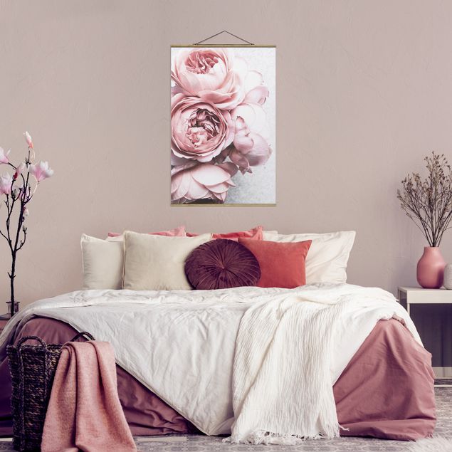 Tableaux modernes Fleurs de Pivoine Rose Clair Pastel Shabby