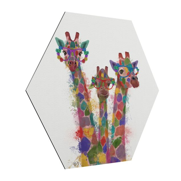 Tableaux animaux Taches arc-en-ciel Trio de Girafes Trio