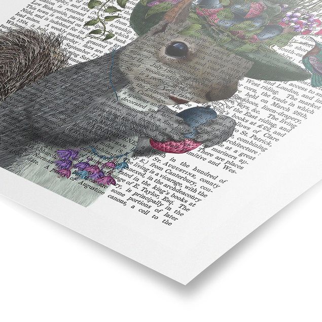 Tableaux multicolore Chasseur - Écureuil avec glands