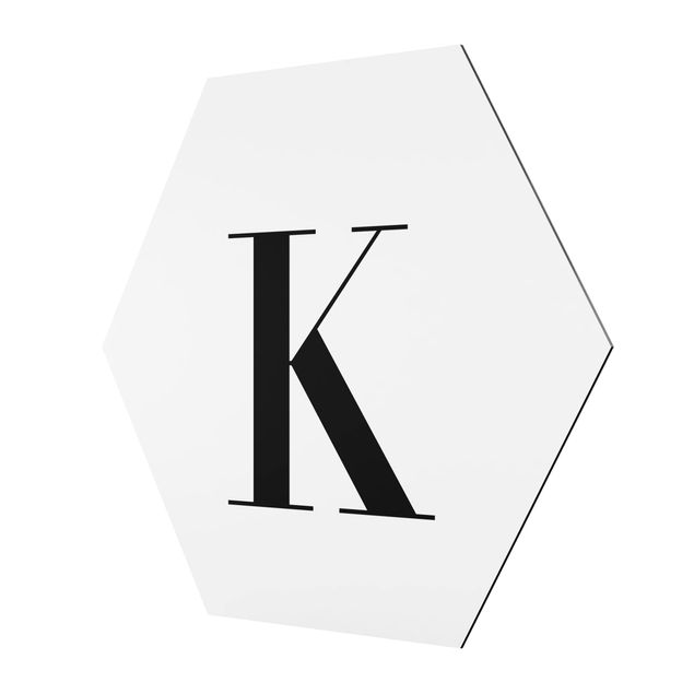 Tableau hexagon Lettre Serif Blanc K