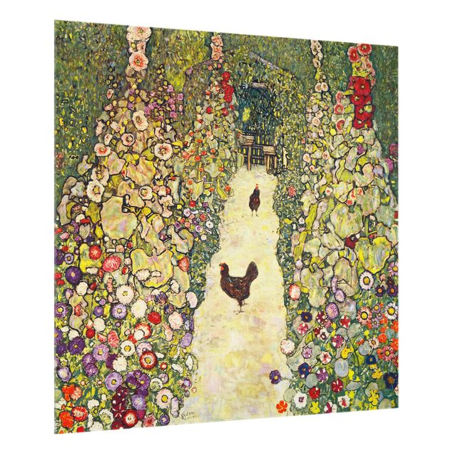 Tableau artistique Gustav Klimt - Chemin de jardin avec poules