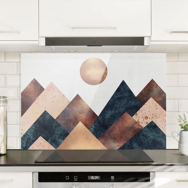 Déco murale cuisine Montagnes Géométriques Bronze