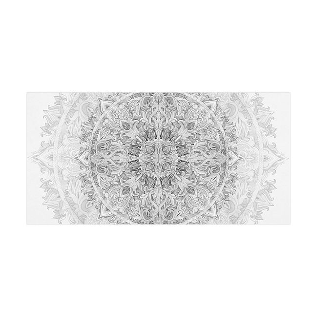 tapis modernes Mandala à l'aquarelle Ornament motif noir et blanc