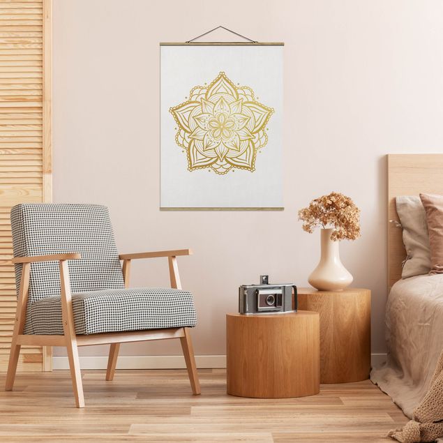 Tableaux modernes Mandala Fleur Soleil Illustration Set Or