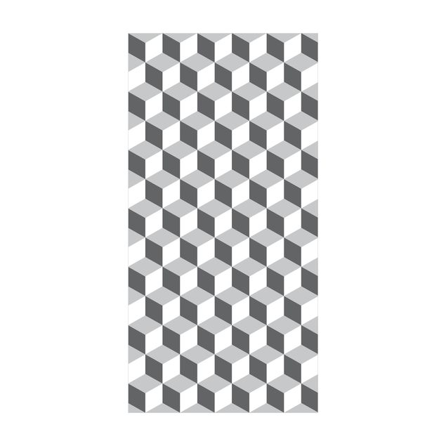 tapis effet carreaux de ciment Mélange de carreaux géométriques cubes gris