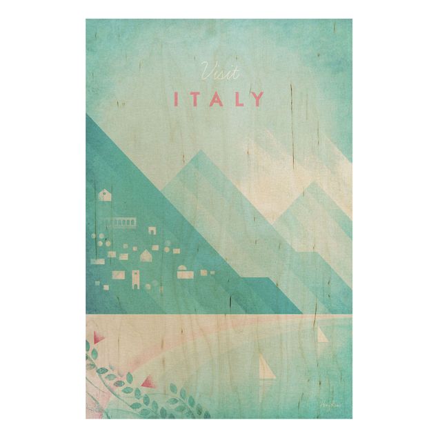 Tableaux en bois avec paysage Poster de voyage - Italie