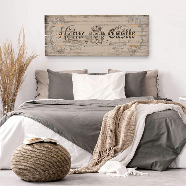 Tableaux en bois avec citations My Home is my Castle - Ma maison-château