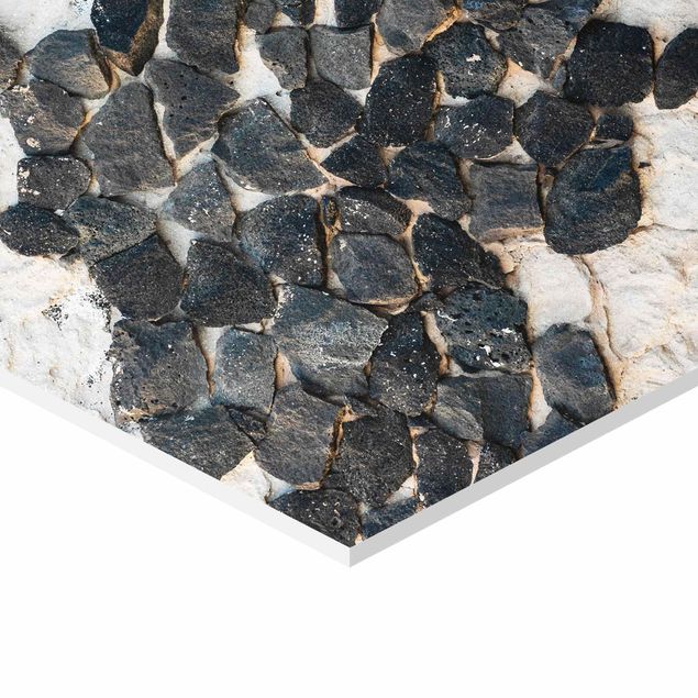 Tableau hexagon Mur avec pierres noires