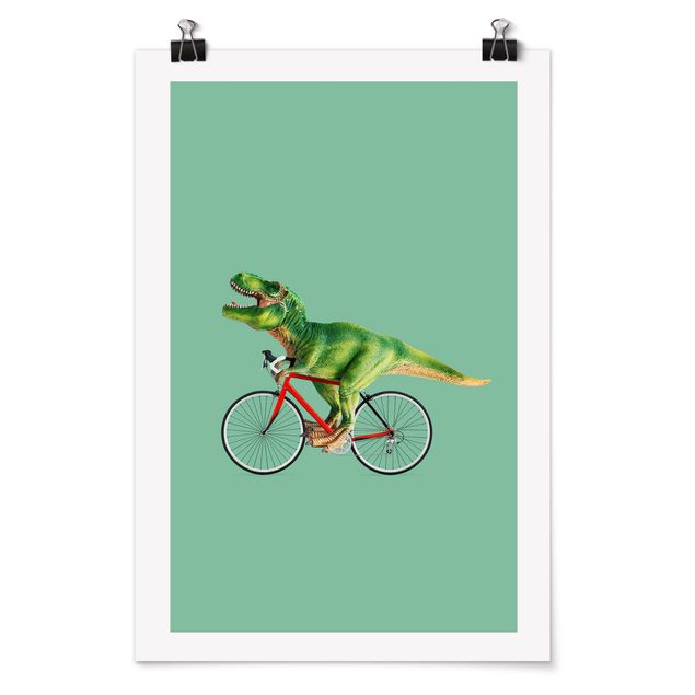 Tableau animaux Dinosaure avec bicyclette