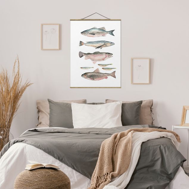 Tableau poisson Sept poissons à l'aquarelle I