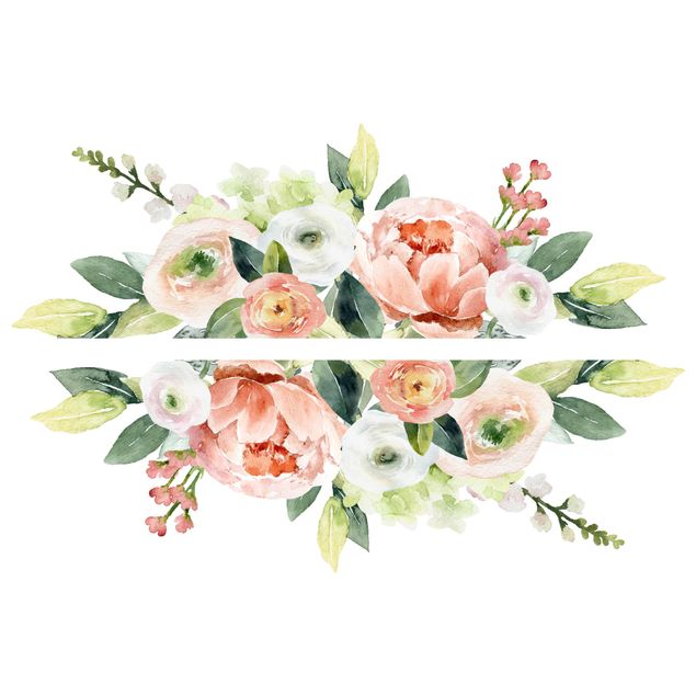 Stickers muraux nature Aquarelle - fleurs roses dans un champ XXL