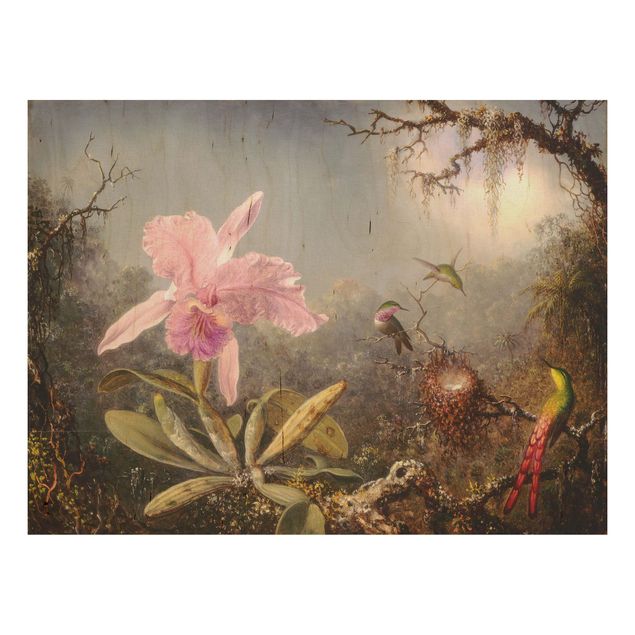 Tableau artistique Martin Johnson Heade - Orchidée et trois colibris