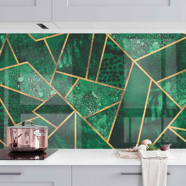 Déco mur cuisine Dark Emerald With Gold II