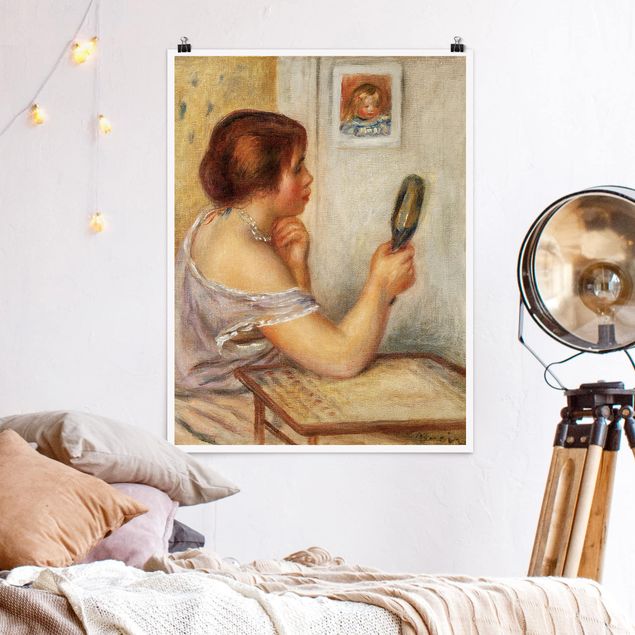 Poster reproduction - Auguste Renoir - Gabrielle holding a Mirror or Marie Dupuis holding a Mirror with a Portrait of Coco