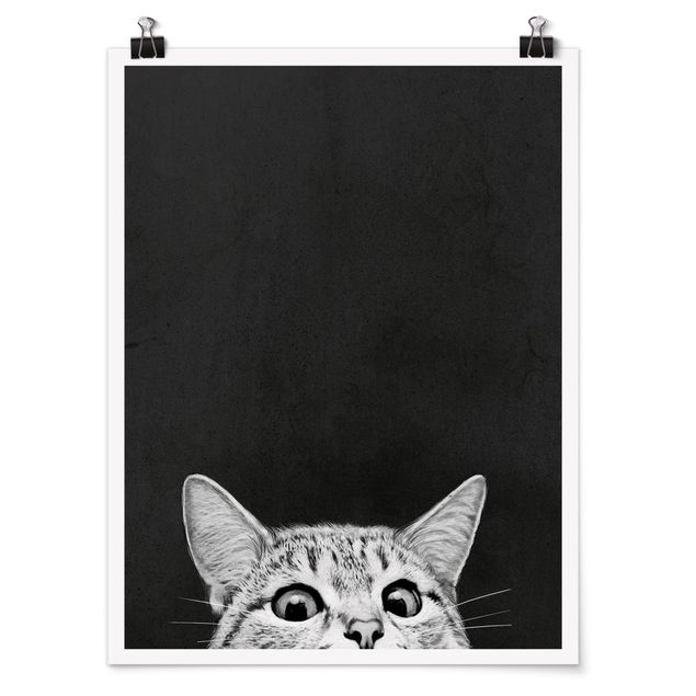 Posters en noir et blanc Illustration Chat Noir Et Blanc Dessin