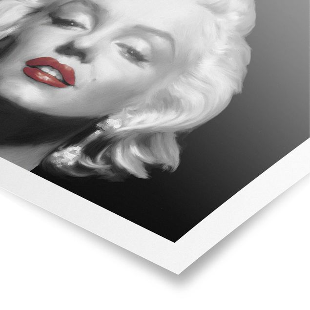 Tableaux noir et blanc Marilyn aux lèvres rouges