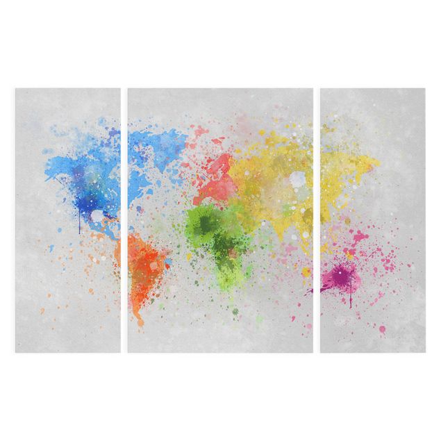 Tableau multicolore Splodges colorés Carte du monde