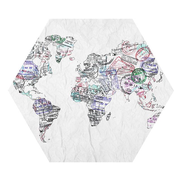 Forex tableau Silhouette urbaine de Passeport Carte du Monde