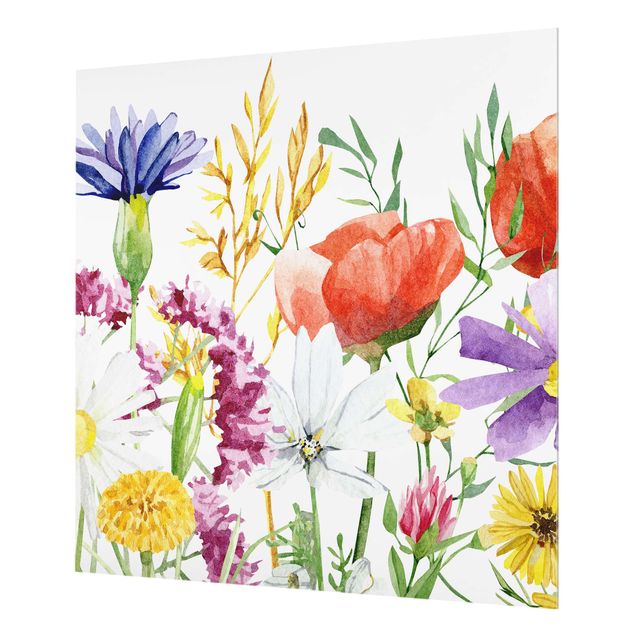 Fonds de hotte - Watercolour Flowers - Carré 1:1