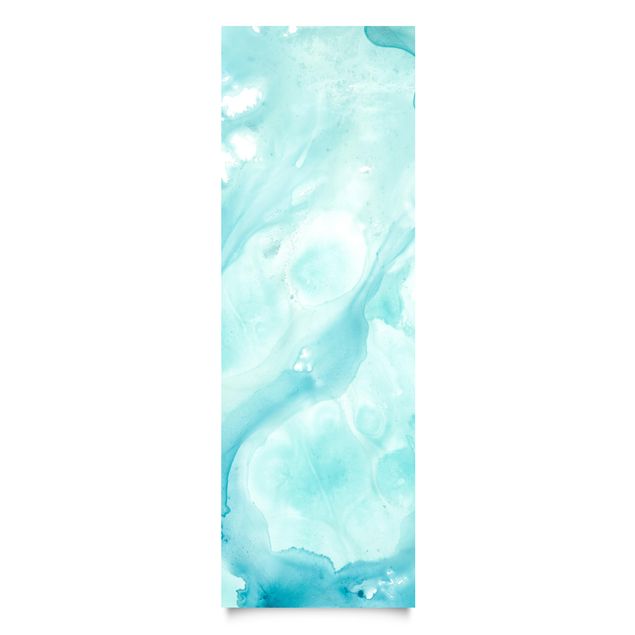 Papier Autocollant bleu Emulsion en blanc et turquoise I